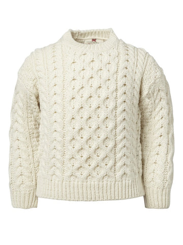 Carraig Donn Kids Aran Sweater, 3-10 år, Super blød Merino, Style A761-162 Natural White. Listepris 499,- Nu 349,-