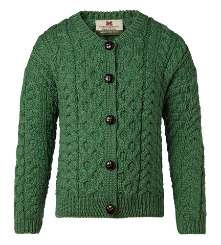 Carraig Donn Kids Aran Lumber Sweater, 3-10 år, Super blød Merino. Style A760-257 Kiwi. Listepris 499,- Nu 399,-