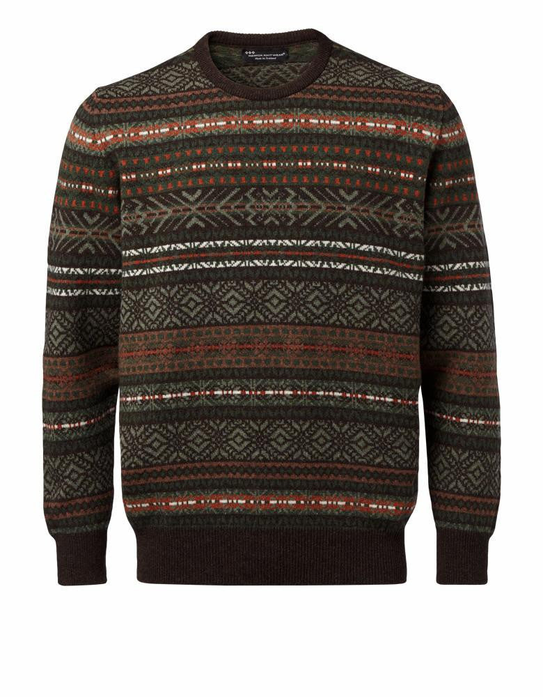 Hawick Knitwear Mens Luksus Sweater "Fairisle Cocoa"
