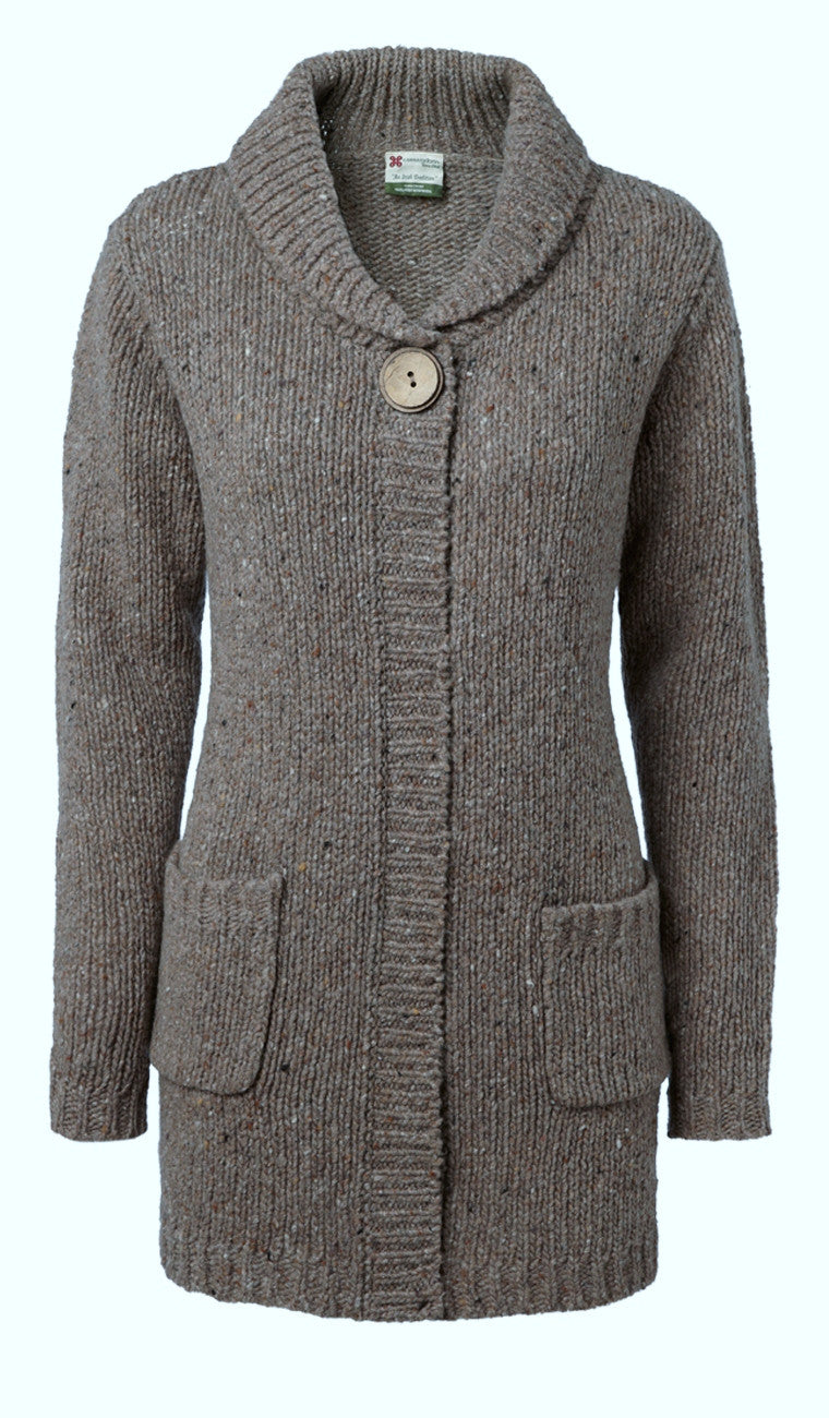 Carraig Donn "Stella" Ladies Medium-Long Cardigan, Donegal Wool